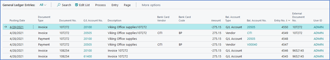 General Ledger Entries