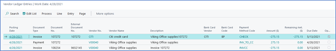 Vendor Ledger Entries