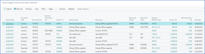 Vendor Ledger Entries